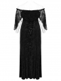 Black Gothic Romantic Off-Shoulder Embossed Velvet Plus Size Long Dress