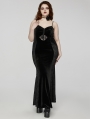 Black Gothic Sexy Elegant Dark Heart Slip Fishtail Plus Size Long Dress