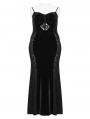 Black Gothic Sexy Elegant Dark Heart Slip Fishtail Plus Size Long Dress