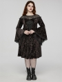 Black Gothic Retro Dark Night Rose Velvet Plus Size Mid-Length Dress