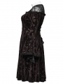 Black Gothic Retro Dark Night Rose Velvet Plus Size Mid-Length Dress