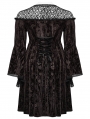 Black Gothic Retro Dark Night Rose Velvet Plus Size Mid-Length Dress