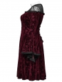 Black and Red Gothic Retro Dark Night Rose Velvet Plus Size Mid-Length Dress