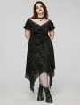 Black Gothic Dark Rose Velvet Mesh Irregular Plus Size Dress