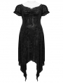 Black Gothic Dark Rose Velvet Mesh Irregular Plus Size Dress