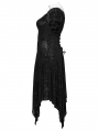 Black Gothic Dark Rose Velvet Mesh Irregular Plus Size Dress