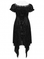 Black Gothic Dark Rose Velvet Mesh Irregular Plus Size Dress