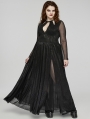 Black Gothic Sexy Deep V-Neck Hollow-Out Plus Size Long Dress