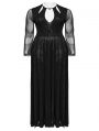 Black Gothic Sexy Deep V-Neck Hollow-Out Plus Size Long Dress