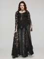 Black Gothic Dark Pattern Lace Splicing Plus Size Long Skirt