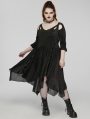 Black Gothic Mesh Irregular Ruffled Hollow Out Plus Size Dress