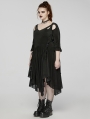 Black Gothic Mesh Irregular Ruffled Hollow Out Plus Size Dress