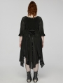 Black Gothic Mesh Irregular Ruffled Hollow Out Plus Size Dress