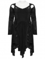 Black Gothic Mesh Irregular Ruffled Hollow Out Plus Size Dress