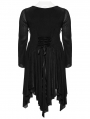 Black Gothic Mesh Irregular Ruffled Hollow Out Plus Size Dress