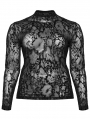 Black Gothic Perspective Printed Mesh Plus Size T-Shirt for Women