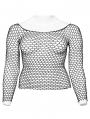 Black Gothic Round Neck Basic Mesh Plus Size T-Shirt for Women