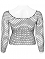 Black Gothic Round Neck Basic Mesh Plus Size T-Shirt for Women