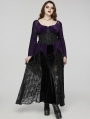 Purple Gothic Velvet Fake Two-Pieced Long Sleeve Plus Size Shirt for Women