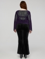 Purple Gothic Velvet Fake Two-Pieced Long Sleeve Plus Size Shirt for Women