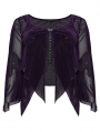 Purple Gothic Velvet Fake Two-Pieced Long Sleeve Plus Size Shirt for Women