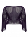 Purple Gothic Velvet Fake Two-Pieced Long Sleeve Plus Size Shirt for Women