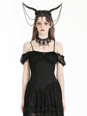 Black Gothic Halloween Witch Sheep Horn Headdress