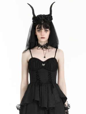 Black Gothic Halloween Devil Sheep Horn Headdress