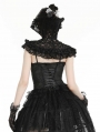 Black Gothic Queen Stand-Up Collar Lace Short Cape for Women