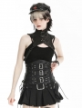 Black Gothic Punk Snake-Patterned Faux Leather Short Cape for Women