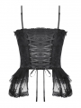 Black Gothic Sexy Deep V-neck Lace Up Jacquard Corset Top for Women