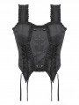 Black Gothic Detachable Coffin Patch Corset Top for Women