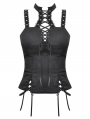 Black Gothic Spiderweb Embossed Lace-Up Corset Top for Women