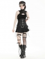 Black Gothic Punk Heavy Metal Leather Underbust Corset Waistband for Women