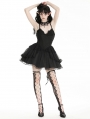 Black Swan Gothic Tulle Lace Trim Tiered Short Dress