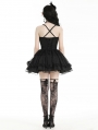 Black Swan Gothic Tulle Lace Trim Tiered Short Dress