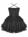 Black Swan Gothic Tulle Lace Trim Tiered Short Dress