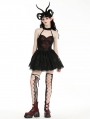 Black and Red Gothic Heartthrob Devil Mesh Halter Short Dress