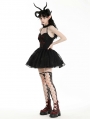 Black and Red Gothic Heartthrob Devil Mesh Halter Short Dress