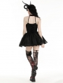 Black and Red Gothic Heartthrob Devil Mesh Halter Short Dress