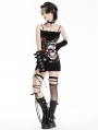 Black Gothic Punk Rose Skull Side Drawstring Bodycon Mini Dress