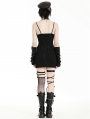 Black Gothic Punk Rose Skull Side Drawstring Bodycon Mini Dress