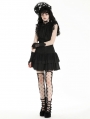 Black Gothic Frilly Lace Flutter Sleeve Mini Shirt Dress