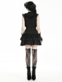 Black Gothic Frilly Lace Flutter Sleeve Mini Shirt Dress