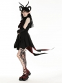 Black and Red Little Devil Tail Sleeveless Shirt Dress