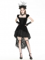 Black Gothic Velvet Cap Sleeve Dark Swallowtail Princess High-Low Dress