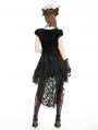 Black Gothic Velvet Cap Sleeve Dark Swallowtail Princess High-Low Dress