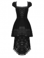 Black Gothic Velvet Cap Sleeve Dark Swallowtail Princess High-Low Dress