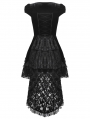 Black Gothic Velvet Cap Sleeve Dark Swallowtail Princess High-Low Dress