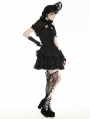 Black Gothic Sweet Daily Wear Puff Sleeve Frilly Short Dress